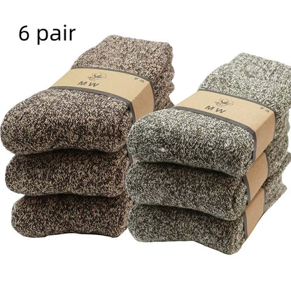 Winter Men'S Merino Wool Socks Super Thick Warm High Quality Harajuku Retro Snow Casual Antifreeze Cashmere Socks Men 3 Pair